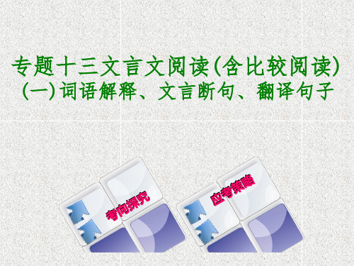 中考语文复习十三文言文阅读(含比较阅读)词语解释文言断句翻译句子课件4