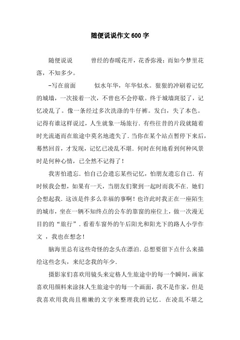 随便说说作文600字