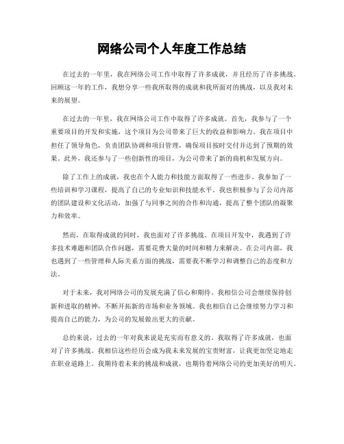 网络公司个人年度工作总结