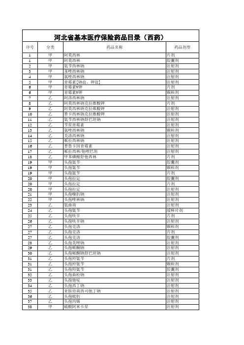 河北省基本医疗保险药品目录(西药).xls