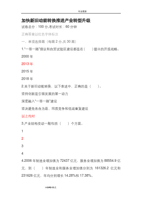 2018年济宁市专业技术人员继续教育考试60套试题库_新旧动能转换