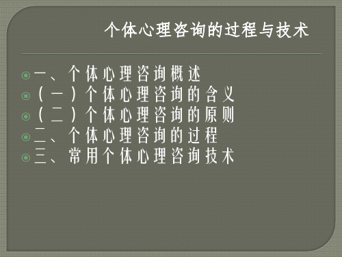 个体心理咨询的过程与技术PPT课件