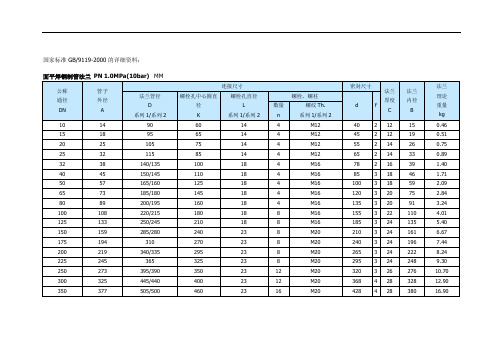 GB9119-2000国家法兰标准