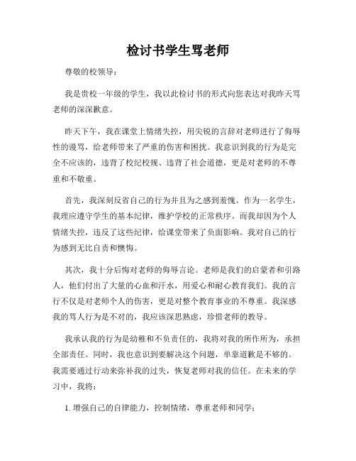 检讨书学生骂老师