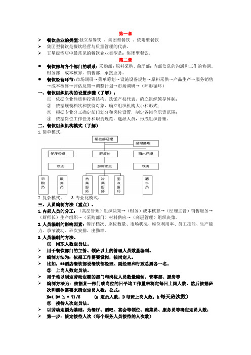 餐饮管理重点复习