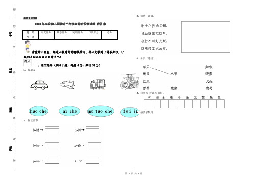 2020年实验幼儿园幼升小衔接班综合检测试卷 附答案