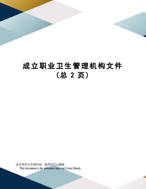 成立职业卫生管理机构文件