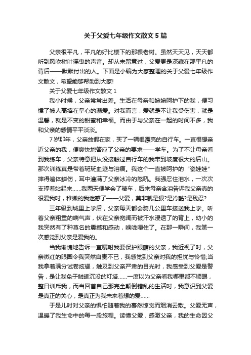 关于父爱七年级作文散文5篇