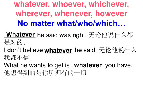 whatever与no matter what类似短语的用法练习