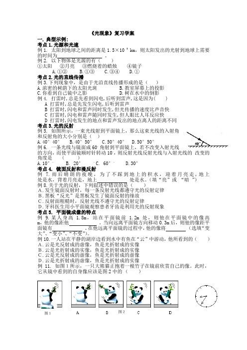 《光现象》复习学案