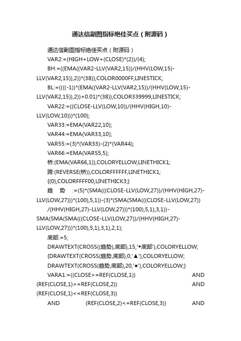 通达信副图指标绝佳买点（附源码）