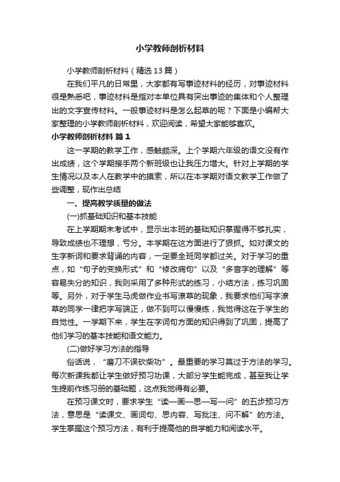 小学教师剖析材料