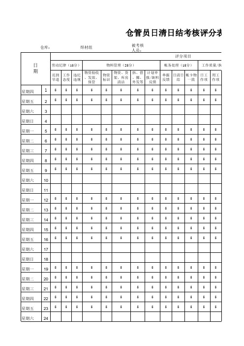 日考日清表