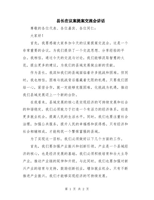 县长在议案提案交流会讲话