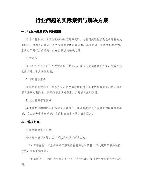 行业问题的实际案例与解决方案