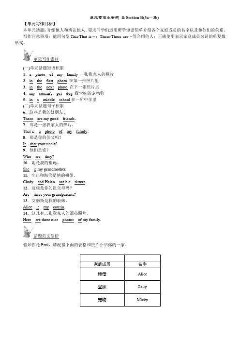 人教版七年级英语上册：Unit2    单元写作小专题【练习】