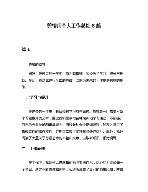 剪辑师个人工作总结8篇