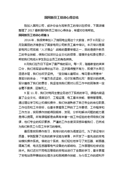 国网新员工培训心得总结