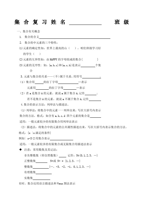 集合知识点总结及习题
