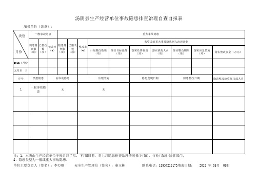 隐患排查治理汇总表