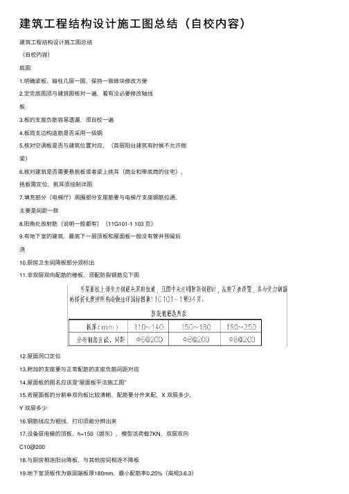 建筑工程结构设计施工图总结（自校内容）