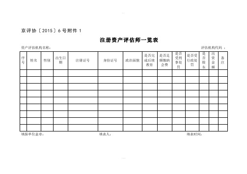 北京地区注册资产评估师年检表格