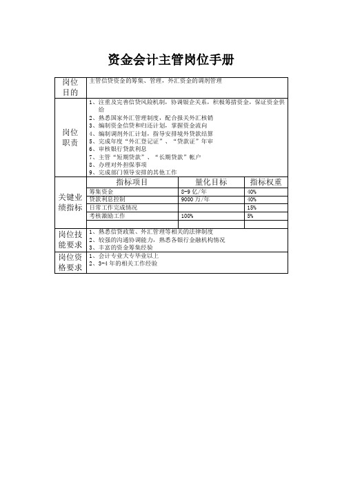 资金会计主管岗位手册