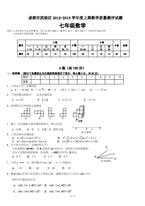 新北师大版七年级上数学期末测试卷含答案精选两套