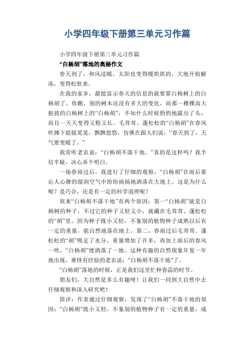 小学四年级下册第三单元习作10篇