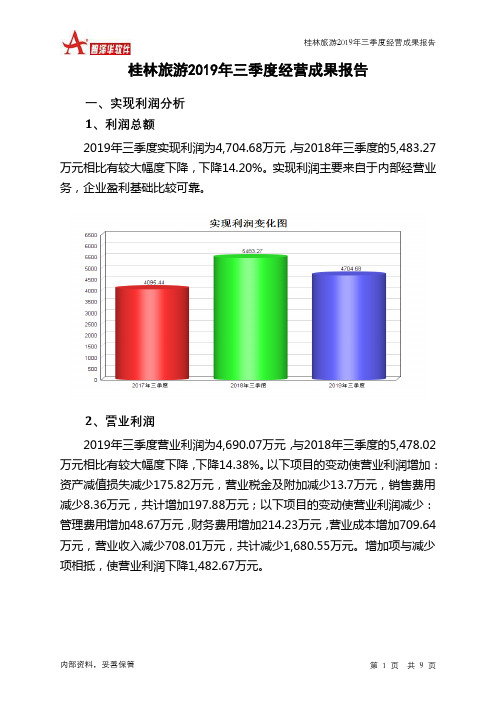 桂林旅游2019年三季度经营成果报告