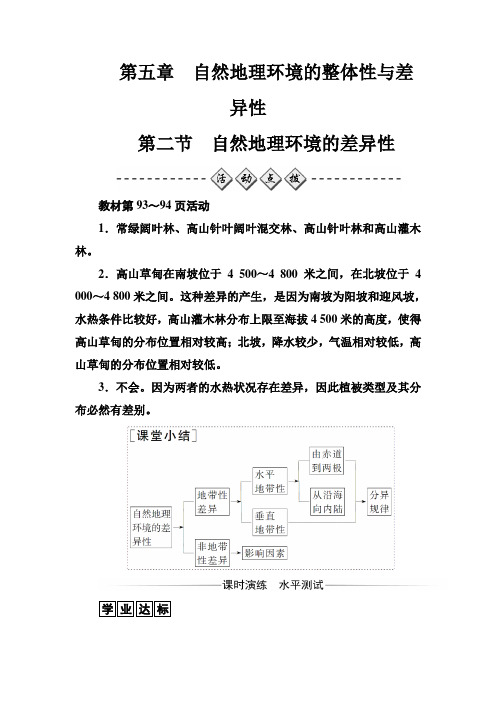 地理人教版必修1练习：第五章第二节自然地理环境的差异性 word版含解析