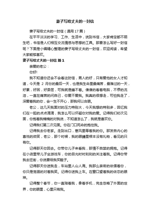 妻子写给丈夫的一封信(通用17篇)