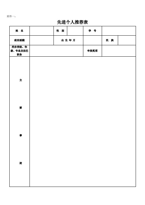 先进集体与先进个人申请表