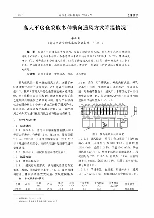 高大平房仓采取多种横向通风方式降温情况