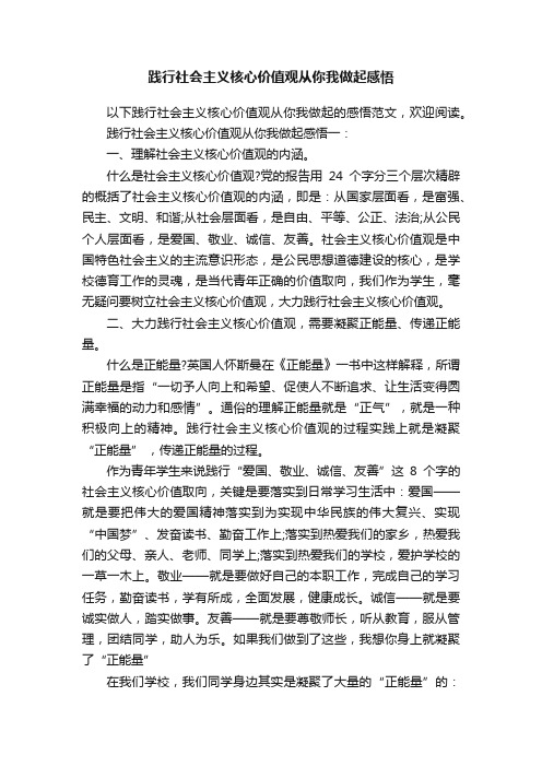 践行社会主义核心价值观从你我做起感悟