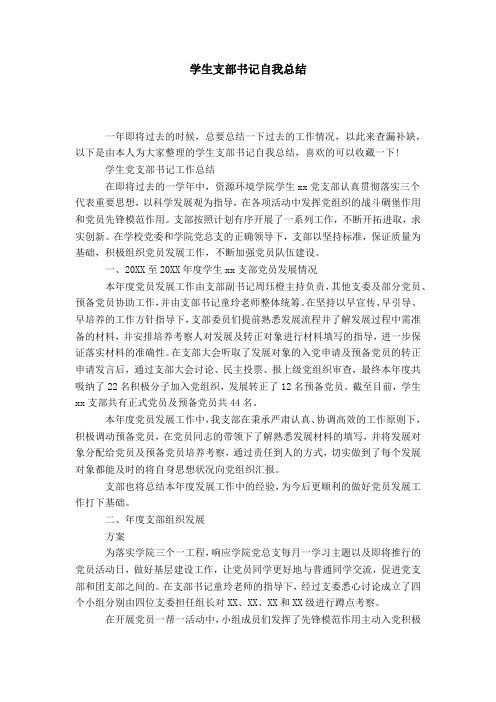 学生支部书记自我总结-模板