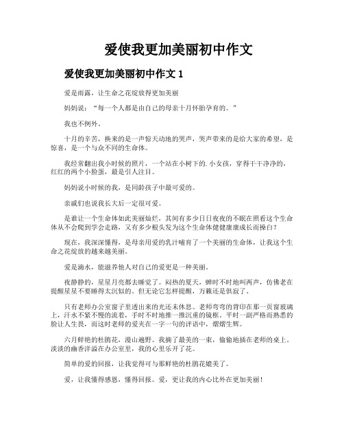 爱使我更加美丽初中作文