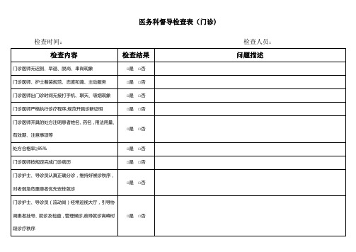 门诊部医务科督导检查表