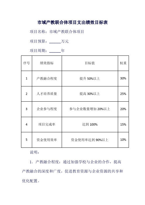 市域产教联合体项目支出绩效目标表