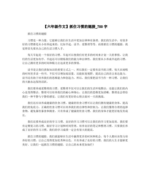 【六年级作文】抓住习惯的翅膀_700字