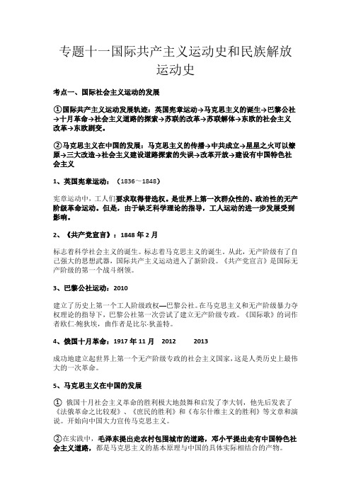 专题十一 民族解放运动与国际社会主义运动