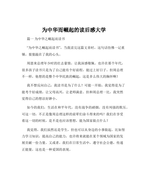 为中华而崛起的读后感大学