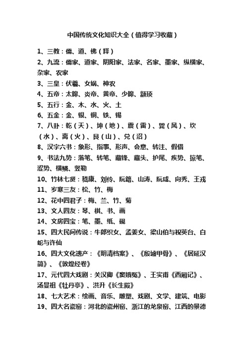 中国传统文化知识大全（值得学习收藏）