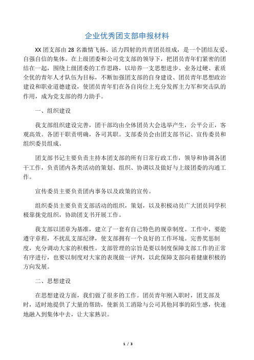 企业优秀团支部申报材料