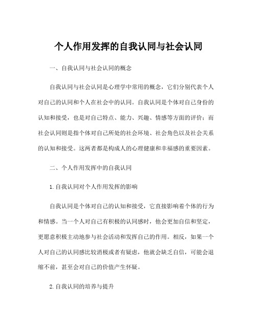 个人作用发挥的自我认同与社会认同