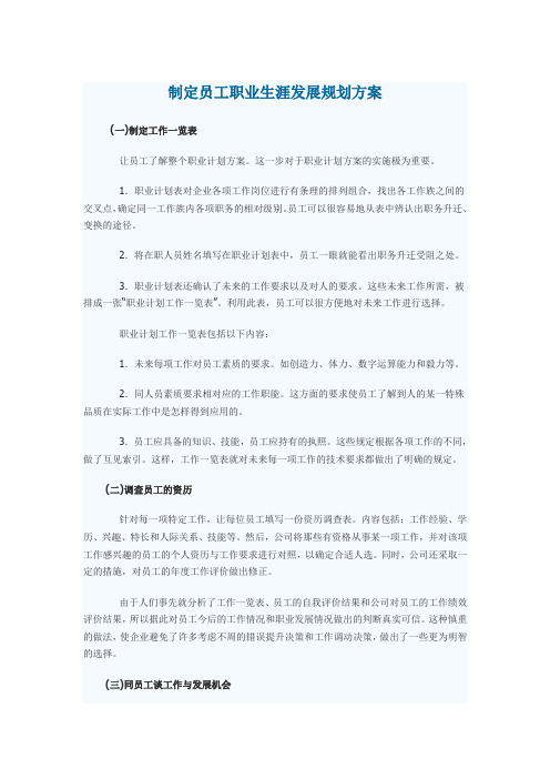 制定员工职业生涯发展规划方案