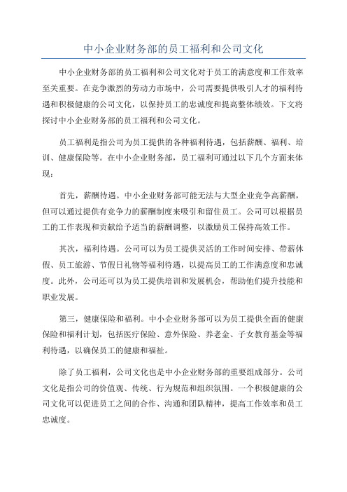 中小企业财务部的员工福利和公司文化