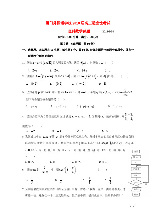 福建省厦门外国语学校高三数学下学期5月适应性考试(最后压轴模拟)试题 理