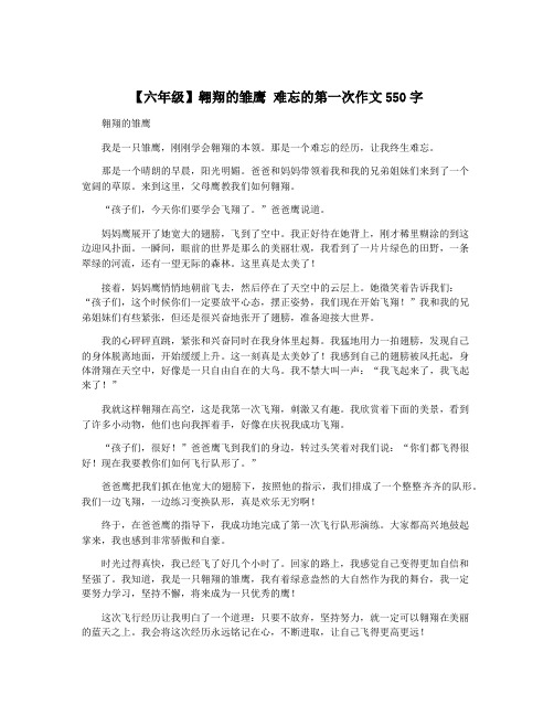 【六年级】翱翔的雏鹰 难忘的第一次作文550字