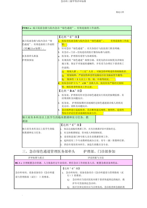 急诊科三级甲等评审标准